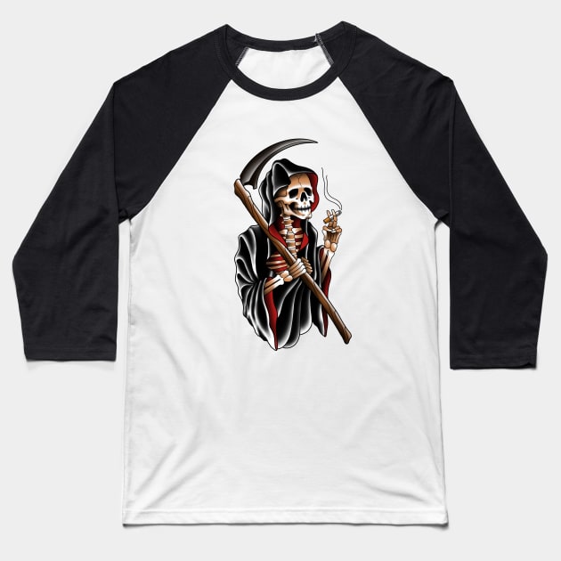 Traditional tattoo grim reaper Baseball T-Shirt by Smurnov